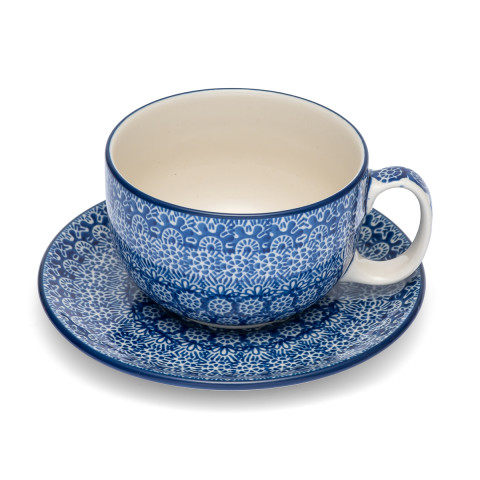 Polish  Pottery Shop Cup and Saucer