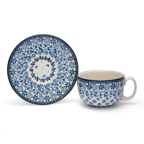 Polish  Pottery Shop Cup and Saucer