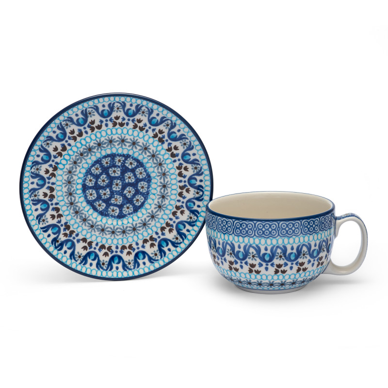 Polish Pottery Shop Cup and Saucer
