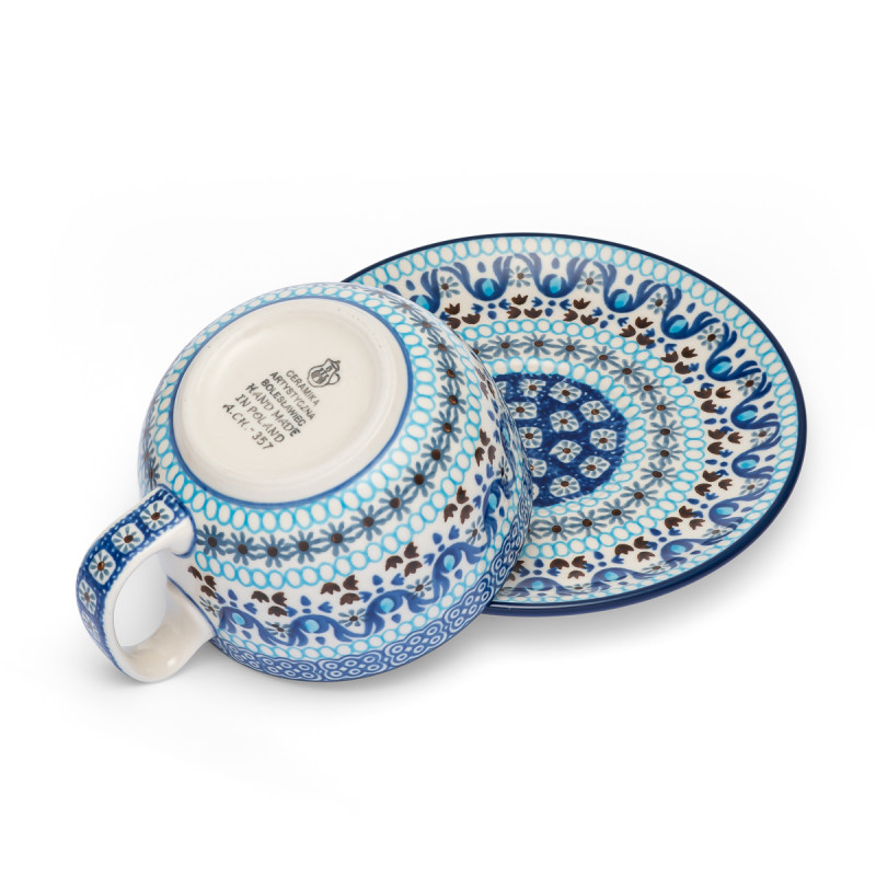 Polish Pottery Shop Cup and Saucer