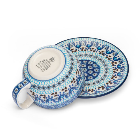 Polish Pottery Shop Cup and Saucer