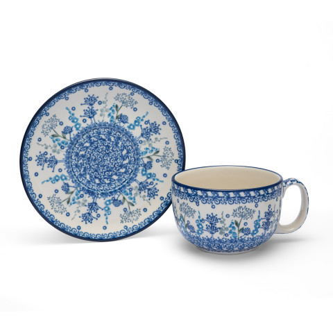 Polish  Pottery Shop Cup and Saucer