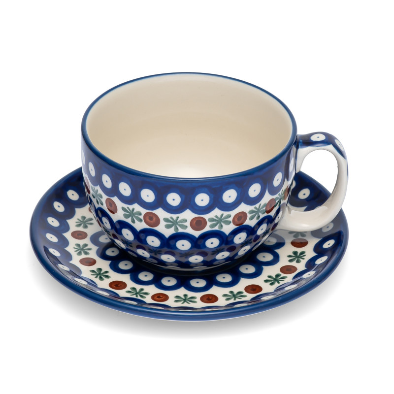 Polish  Pottery Shop Cup and Saucer