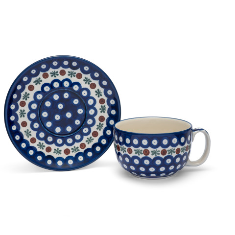 Polish  Pottery Shop Cup and Saucer