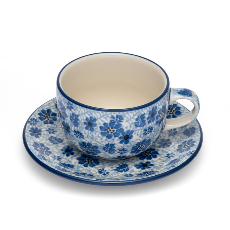 Polish Pottery Shop Cups and Saucer