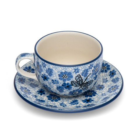 Polish Pottery Shop Cups and Saucer