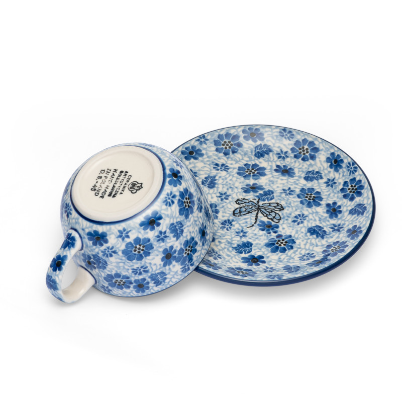 Polish Pottery Shop Cups and Saucer