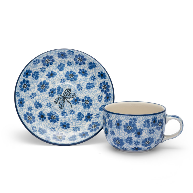 Polish Pottery Shop Cups and Saucer