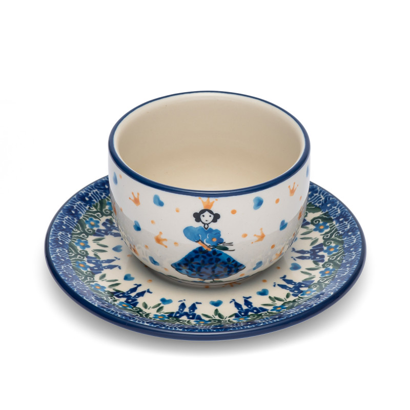 Polish Pottery Shop Cups and Saucer