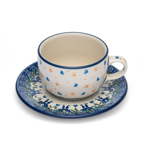 Polish Pottery Shop Cups and Saucer