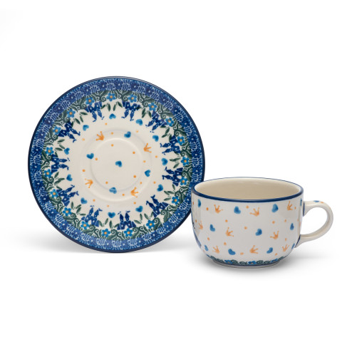 Polish Pottery Shop Cups and Saucer