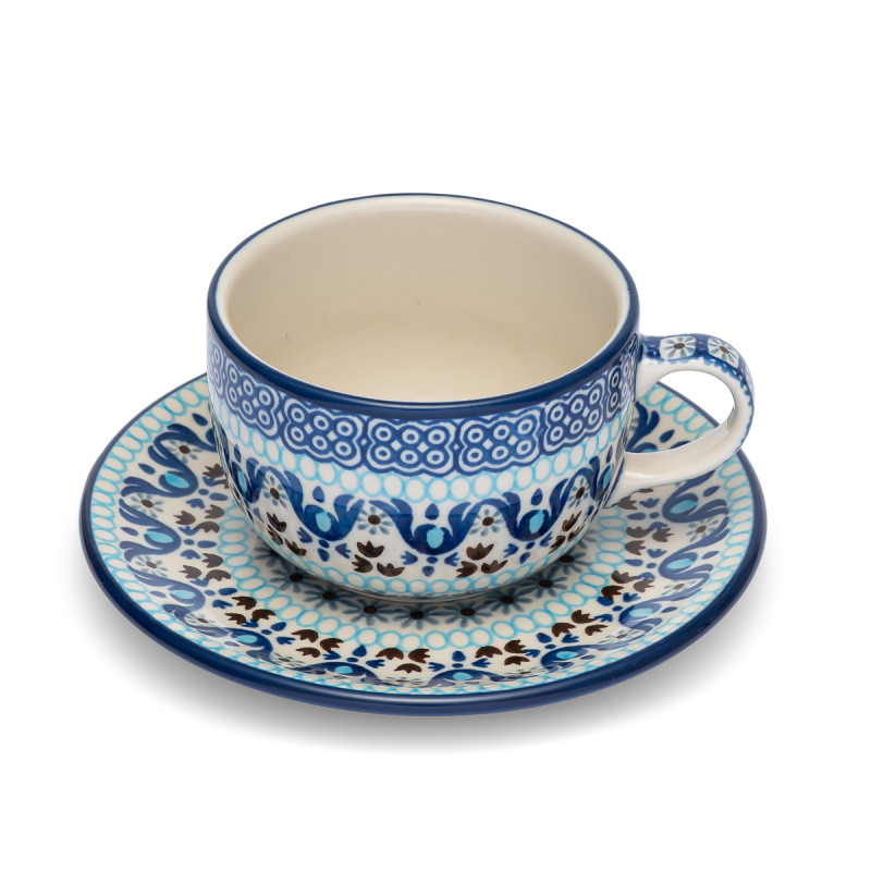 Polish Pottery Shop Cups and Saucer