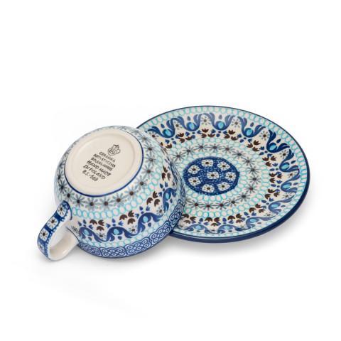 Polish Pottery Shop Cups and Saucer