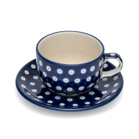 Polish Pottery Shop Cups and Saucer