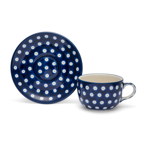Polish Pottery Shop Cups and Saucer