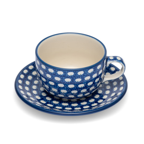 Polish Pottery Shop Cups and Saucer