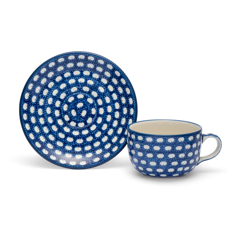 Polish Pottery Shop Cups and Saucer