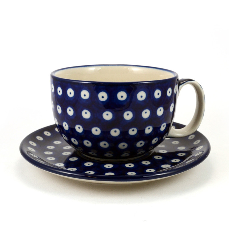 Polish  Pottery Shop Cup and Saucer