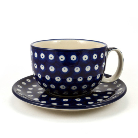 Polish  Pottery Shop Cup and Saucer