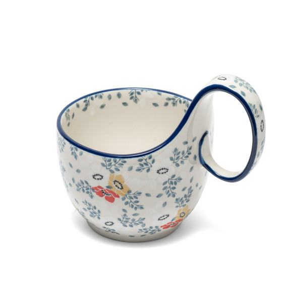 polish pottery bowl loop handle 2