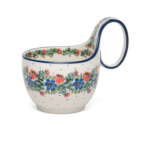 polish pottery bowl loop handle