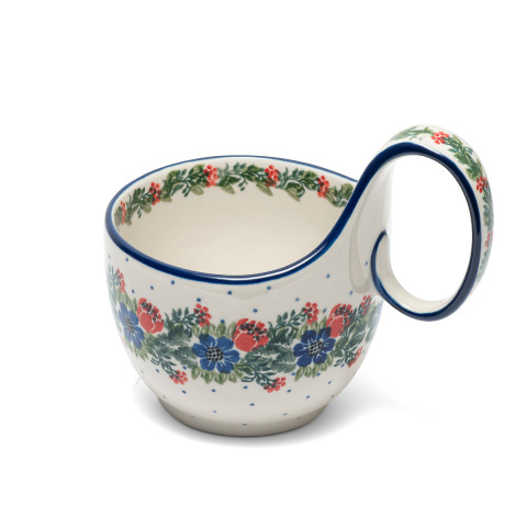 polish pottery bowl loop handle