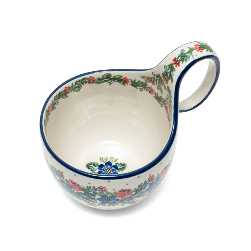 polish pottery bowl loop handle
