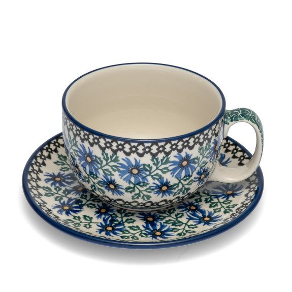 Polish  Pottery Shop Cup and Saucer