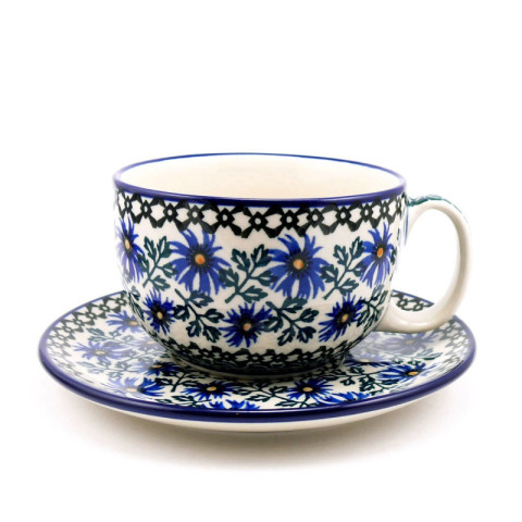 Polish  Pottery Shop Cup and Saucer